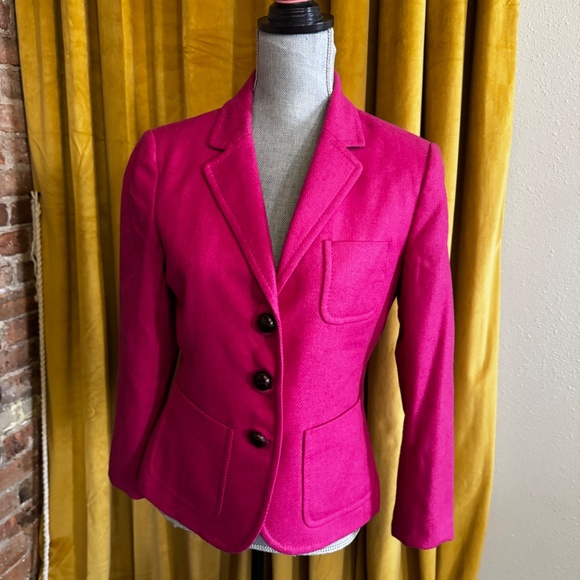 J.Crew pink wool herringbone blazer - Picture 2 of 8